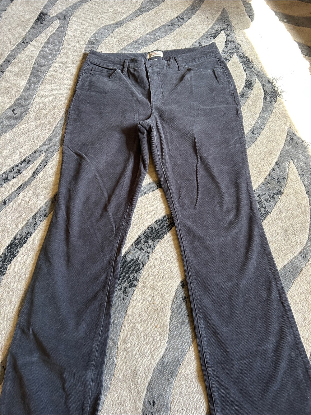 St. John's Bay Women's Corduroy Boot Cut Pants in Charcoal Gray